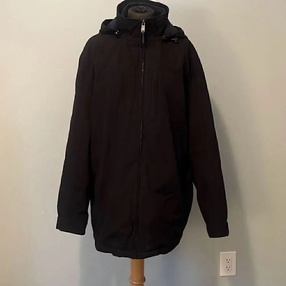 Weatherproof Black Waterproof Hooded Double Layer Parka Jacket Size Large